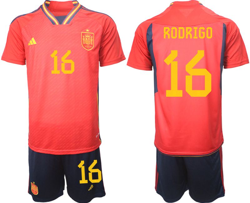 Men 2022 World Cup National Team Spain home red 16 Soccer Jerseys